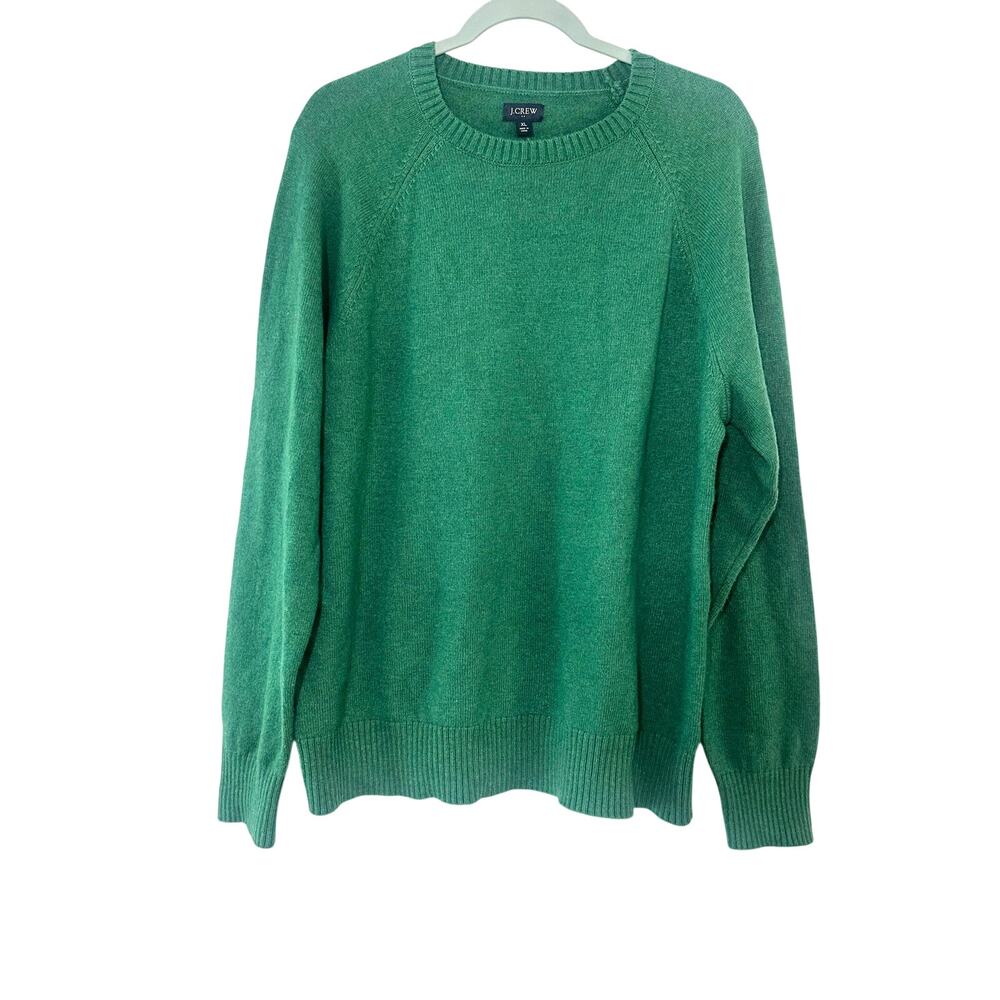 J.Crew Supersoft Lambswool Blend Crewneck Sweater Green Raglan - Men’s XL